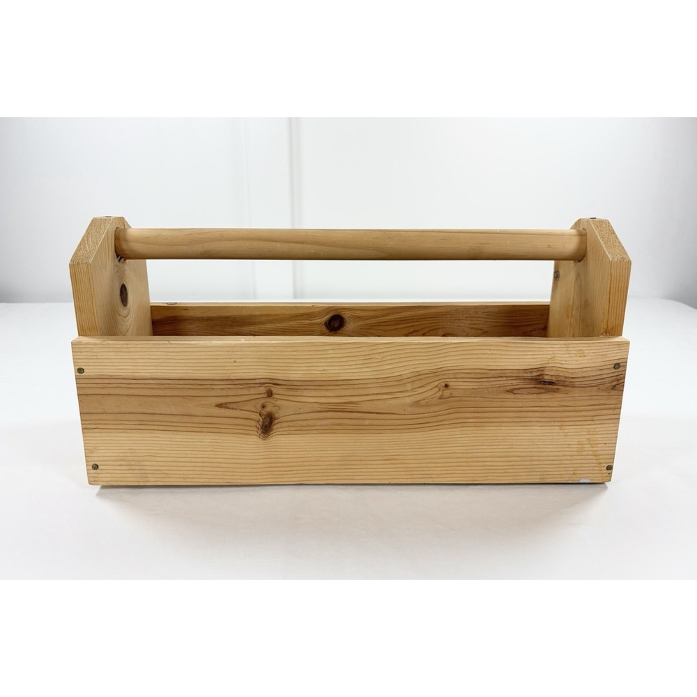 Handmade Solid Pine Wooden Tool Box Caddy Rustic Garden Tote Organizer 20x7x10"
